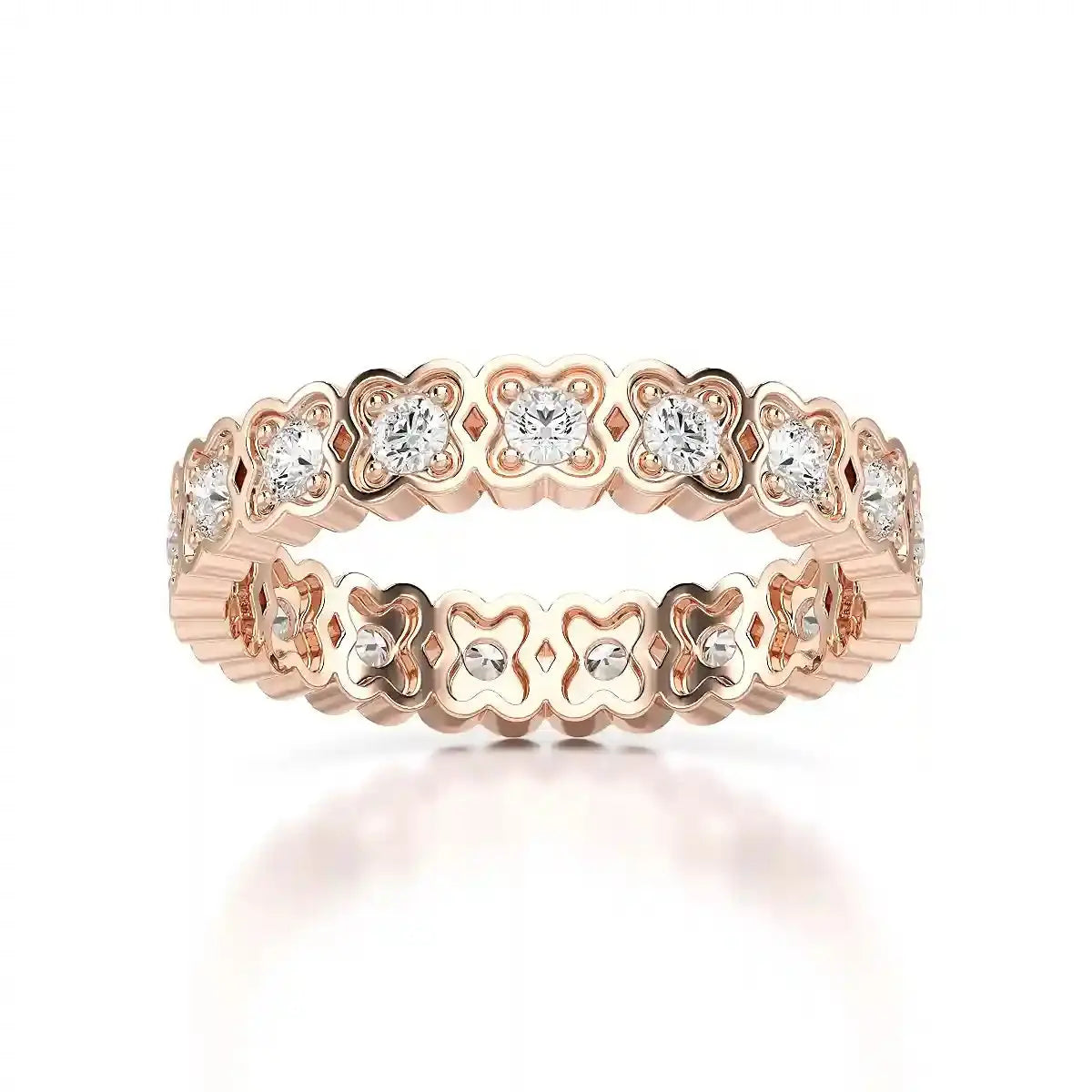 0.65 CT Flower Shape Eternity Ring with Round Cut Lab Diamonds Jama Jewels