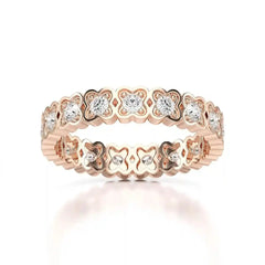 0.65 CT Flower Shape Eternity Ring with Round Cut Lab Diamonds Jama Jewels