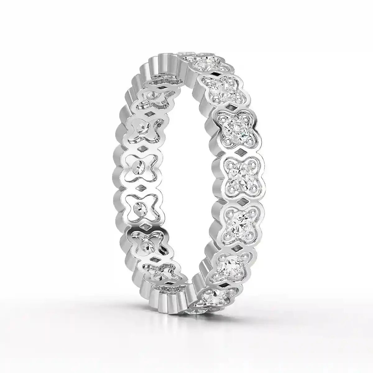 0.65 CT Flower Shape Eternity Ring with Round Cut Lab Diamonds Jama Jewels