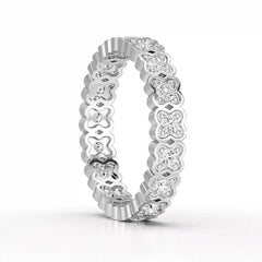 0.65 CT Flower Shape Eternity Ring with Round Cut Lab Diamonds Jama Jewels