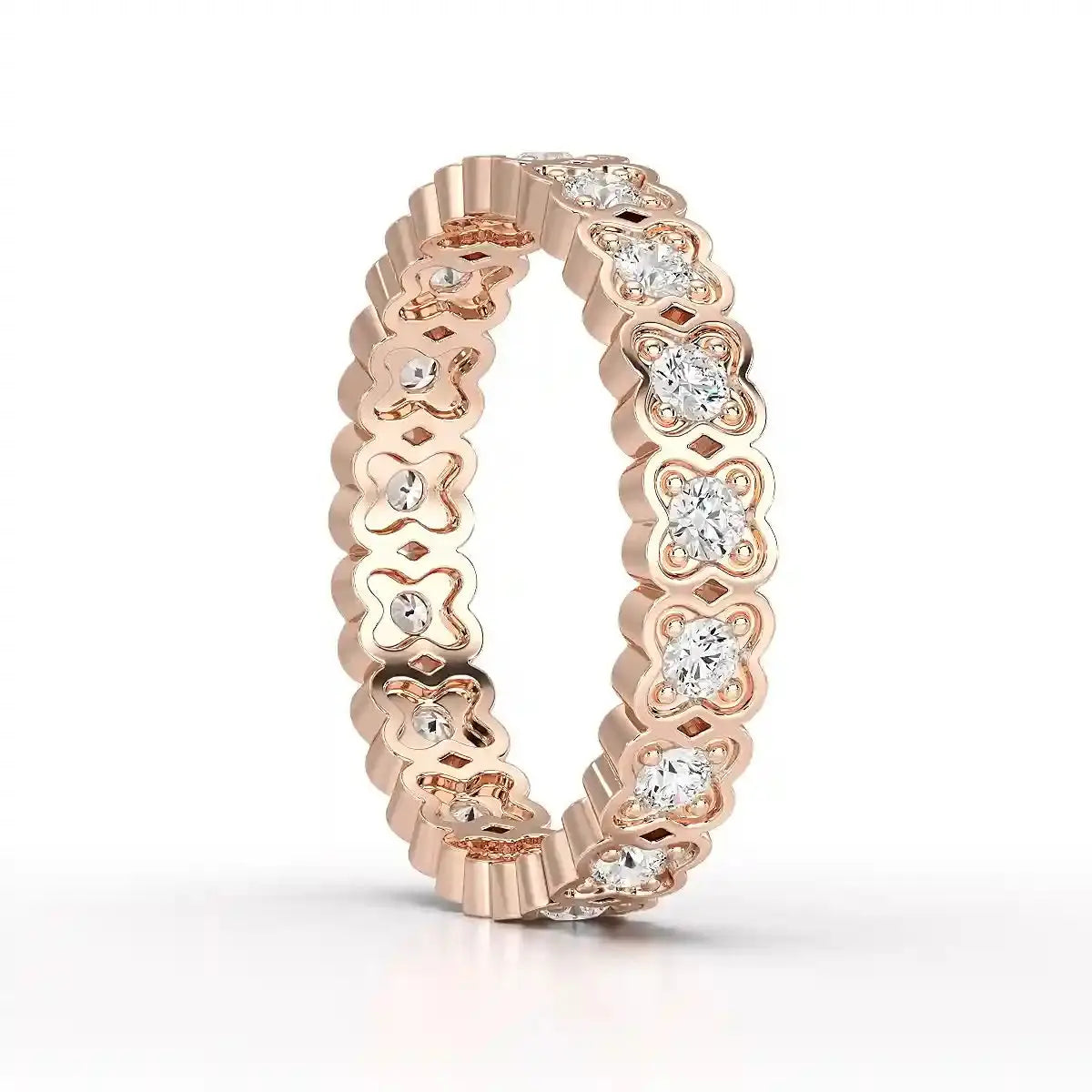 0.65 CT Flower Shape Eternity Ring with Round Cut Lab Diamonds Jama Jewels
