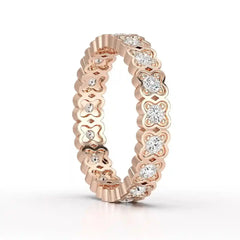 0.65 CT Flower Shape Eternity Ring with Round Cut Lab Diamonds Jama Jewels
