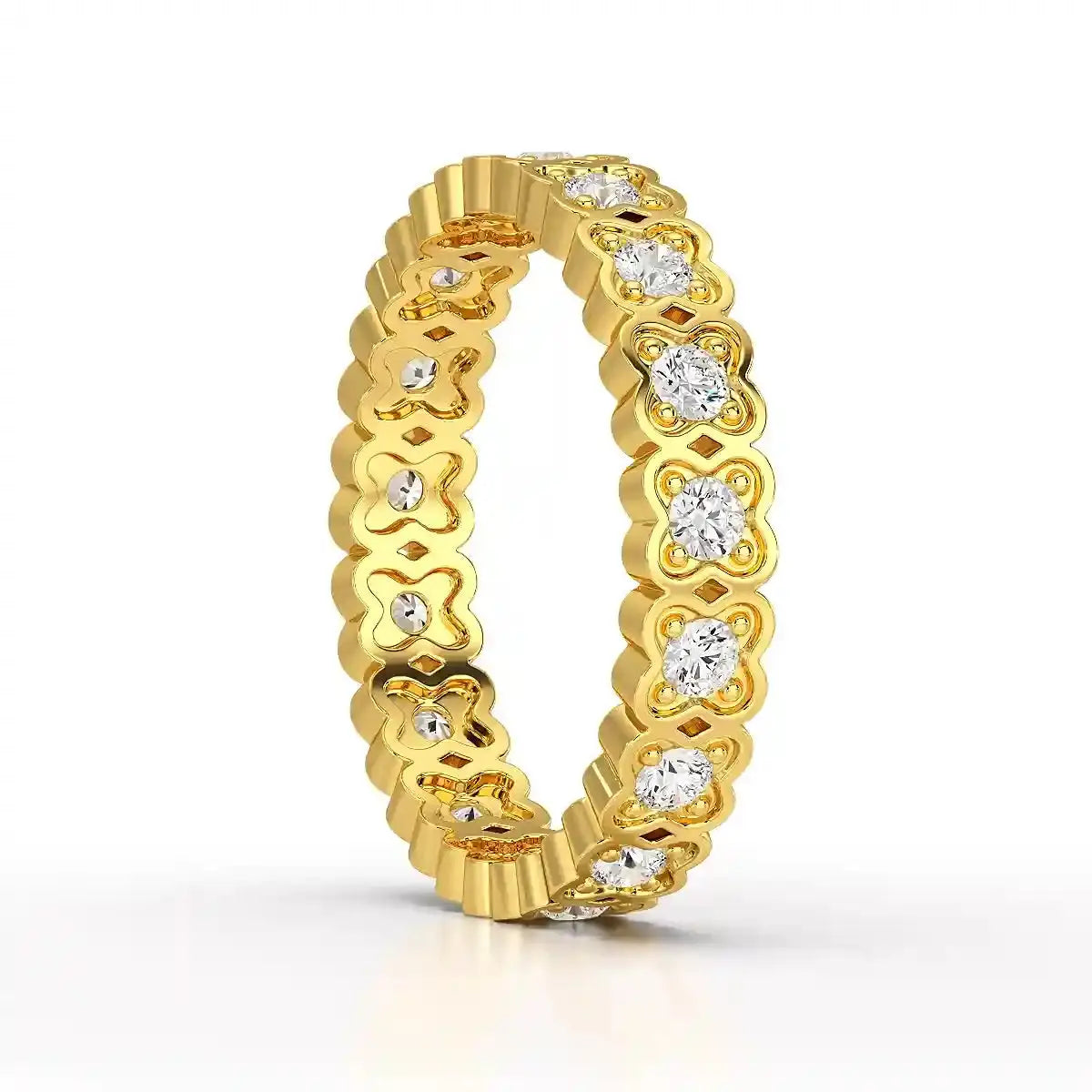 0.65 CT Flower Shape Eternity Ring with Round Cut Lab Diamonds Jama Jewels