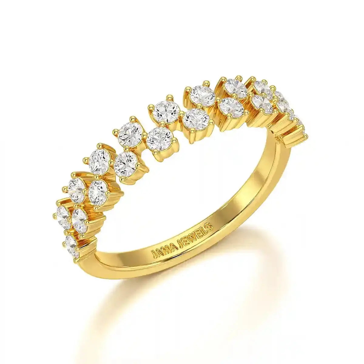 0.7 CT Half Eternity Ring with Two Layer Round Cut Lab Diamonds Jama Jewels