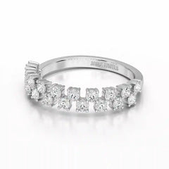 0.7 CT Half Eternity Ring with Two Layer Round Cut Lab Diamonds Jama Jewels