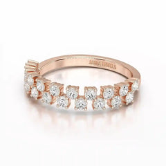 0.7 CT Half Eternity Ring with Two Layer Round Cut Lab Diamonds Jama Jewels