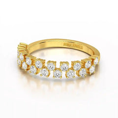 0.7 CT Half Eternity Ring with Two Layer Round Cut Lab Diamonds Jama Jewels
