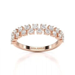 0.7 CT Half Eternity Ring with Two Layer Round Cut Lab Diamonds Jama Jewels