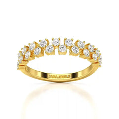 0.7 CT Half Eternity Ring with Two Layer Round Cut Lab Diamonds Jama Jewels