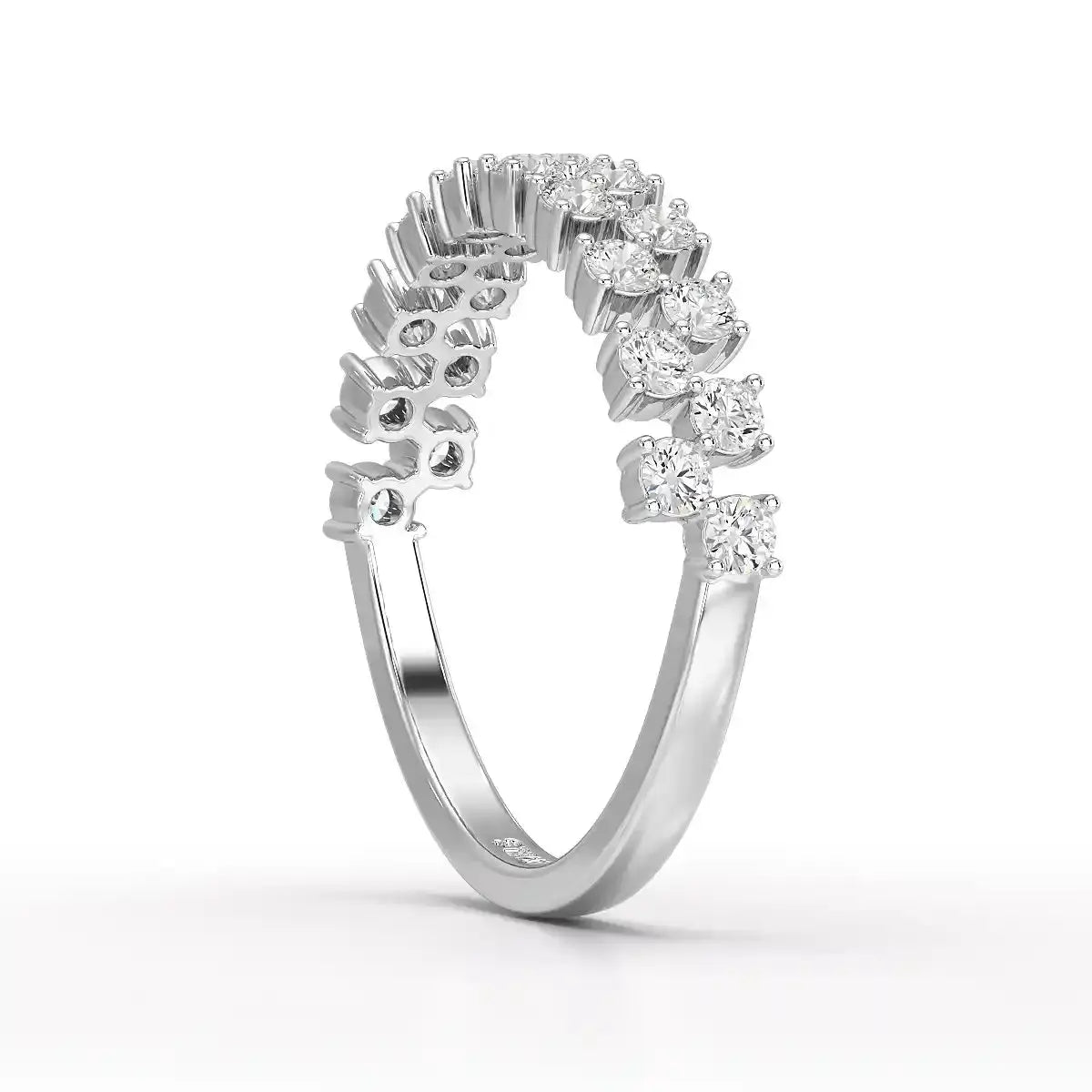 0.7 CT Half Eternity Ring with Two Layer Round Cut Lab Diamonds Jama Jewels