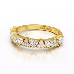 0.8 CT Half Eternity Ring with Round and Heart Cut Lab Diamonds Jama Jewels