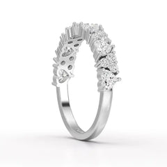 0.8 CT Half Eternity Ring with Round and Heart Cut Lab Diamonds Jama Jewels