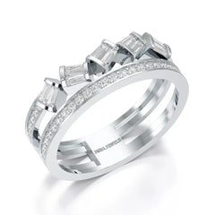 0.50 CT Two Row Ring with Round and Taper Cut Diamonds Jama Jewels