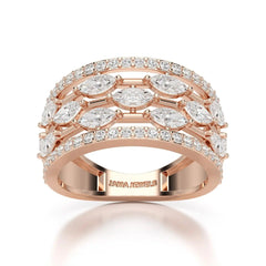 1.75 CT Five Row Ring with Marquise & Round Diamonds Jama Jewels