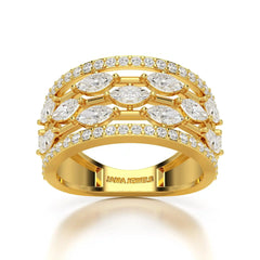 1.75 CT Five Row Ring with Marquise & Round Diamonds Jama Jewels
