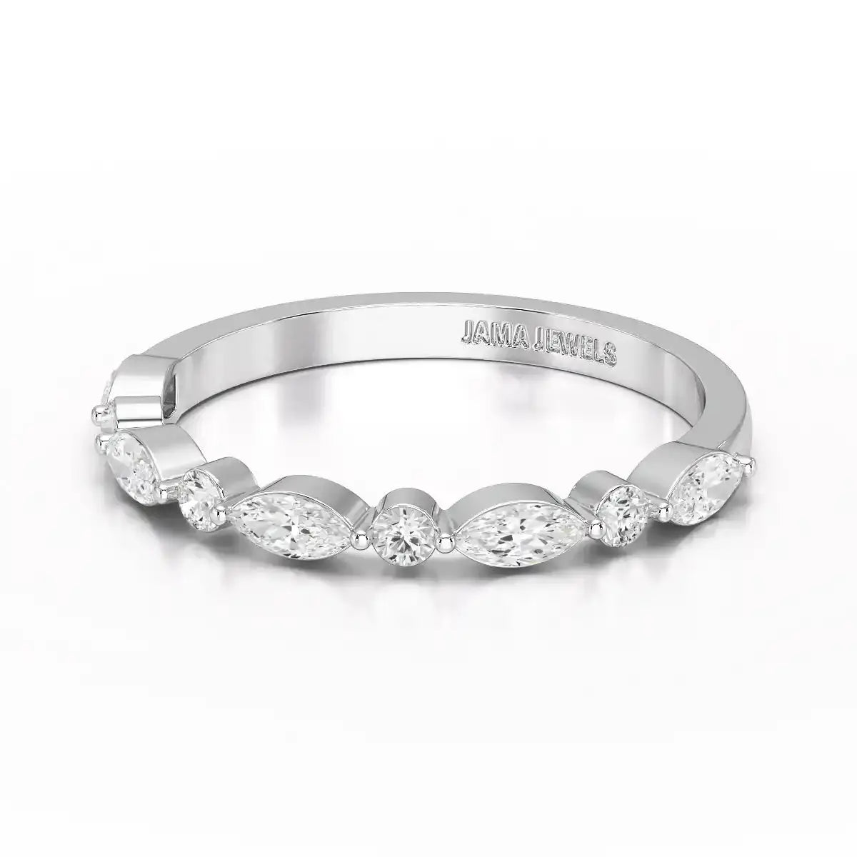 0.45 CT Half Eternity Ring with Marquise & Round Cut Lab Diamonds Jama Jewels