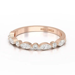 0.45 CT Half Eternity Ring with Marquise & Round Cut Lab Diamonds Jama Jewels