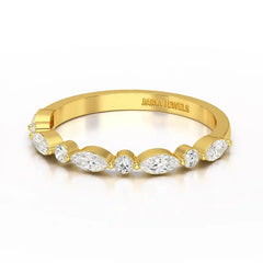 0.45 CT Half Eternity Ring with Marquise & Round Cut Lab Diamonds Jama Jewels