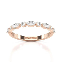 0.45 CT Half Eternity Ring with Marquise & Round Cut Lab Diamonds Jama Jewels