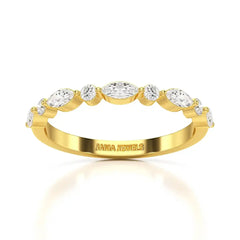 0.45 CT Half Eternity Ring with Marquise & Round Cut Lab Diamonds Jama Jewels