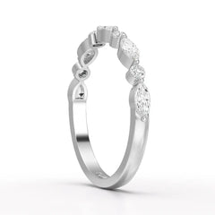 0.45 CT Half Eternity Ring with Marquise & Round Cut Lab Diamonds Jama Jewels