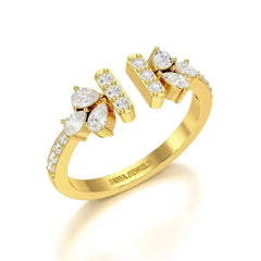 0.5 CT Lab Diamond Open Ring with Pear and Round Cut Diamonds Jama Jewels
