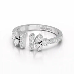 0.5 CT Lab Diamond Open Ring with Pear and Round Cut Diamonds Jama Jewels