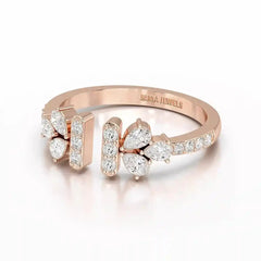 0.5 CT Lab Diamond Open Ring with Pear and Round Cut Diamonds Jama Jewels