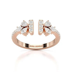 0.5 CT Lab Diamond Open Ring with Pear and Round Cut Diamonds Jama Jewels
