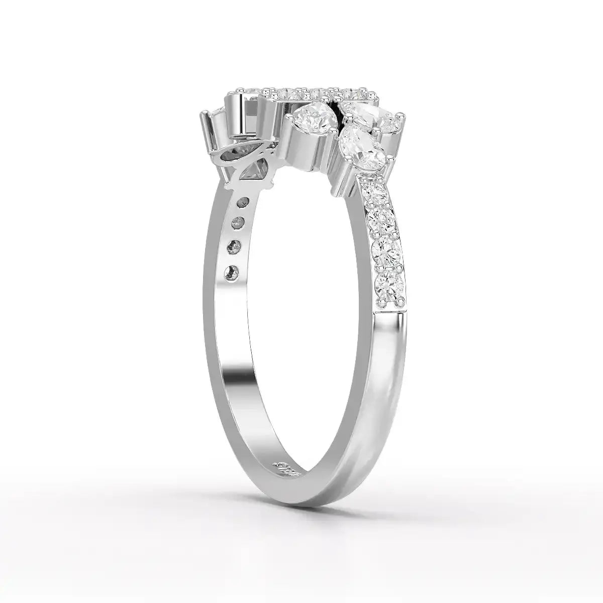 0.5 CT Lab Diamond Open Ring with Pear and Round Cut Diamonds Jama Jewels