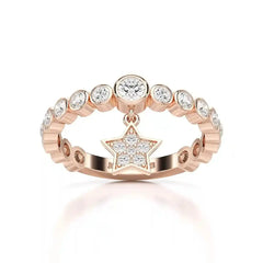 0.70 CT Round Cut Lab Diamond Ring with a Dangling Star Jama Jewels