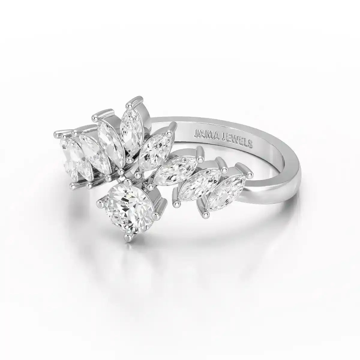 0.95 CT Cluster Ring with Marquise & Round Cut Lab Diamonds Jama Jewels