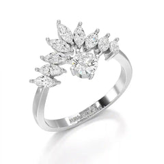 0.95 CT Cluster Ring with Marquise & Round Cut Lab Diamonds Jama Jewels