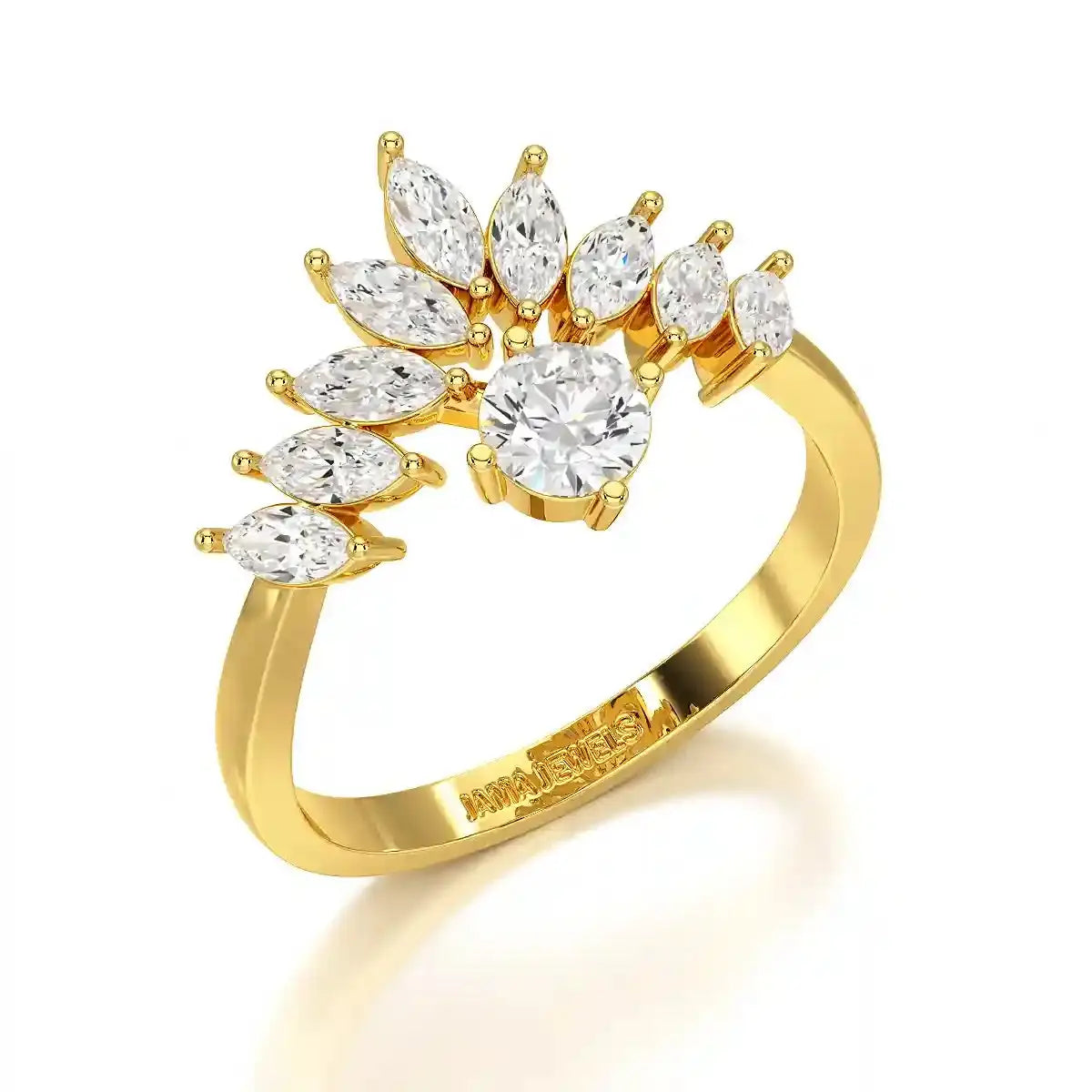 0.95 CT Cluster Ring with Marquise & Round Cut Lab Diamonds Jama Jewels