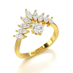 0.95 CT Cluster Ring with Marquise & Round Cut Lab Diamonds Jama Jewels