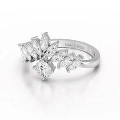 0.95 CT Cluster Ring with Marquise & Round Cut Lab Diamonds Jama Jewels