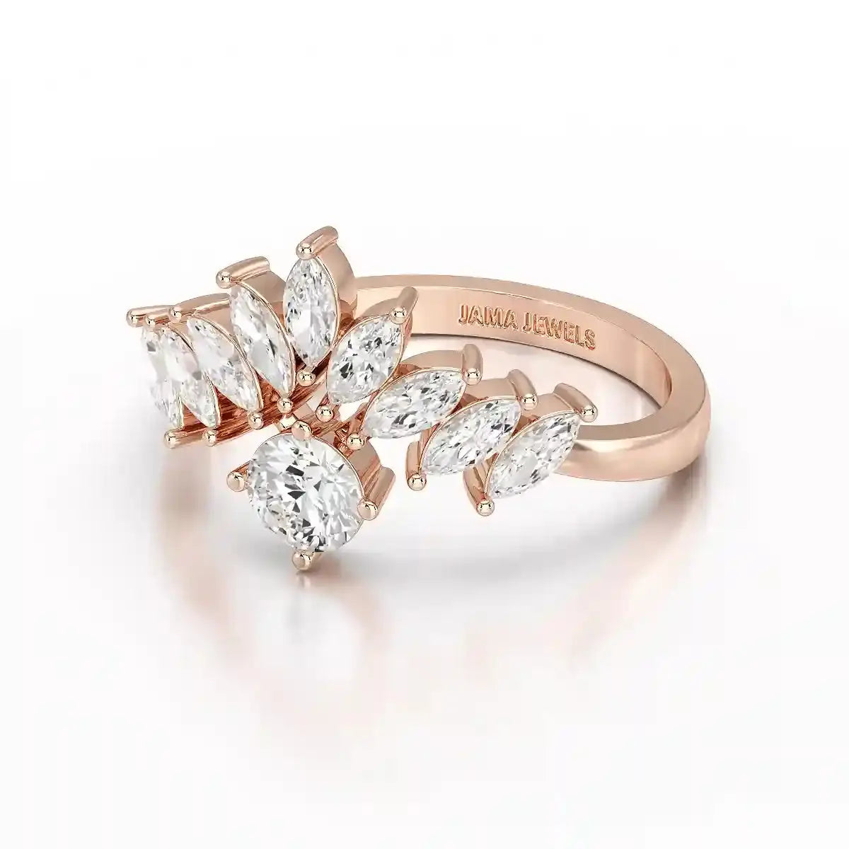 0.95 CT Cluster Ring with Marquise & Round Cut Lab Diamonds Jama Jewels