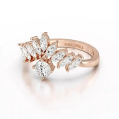0.95 CT Cluster Ring with Marquise & Round Cut Lab Diamonds Jama Jewels