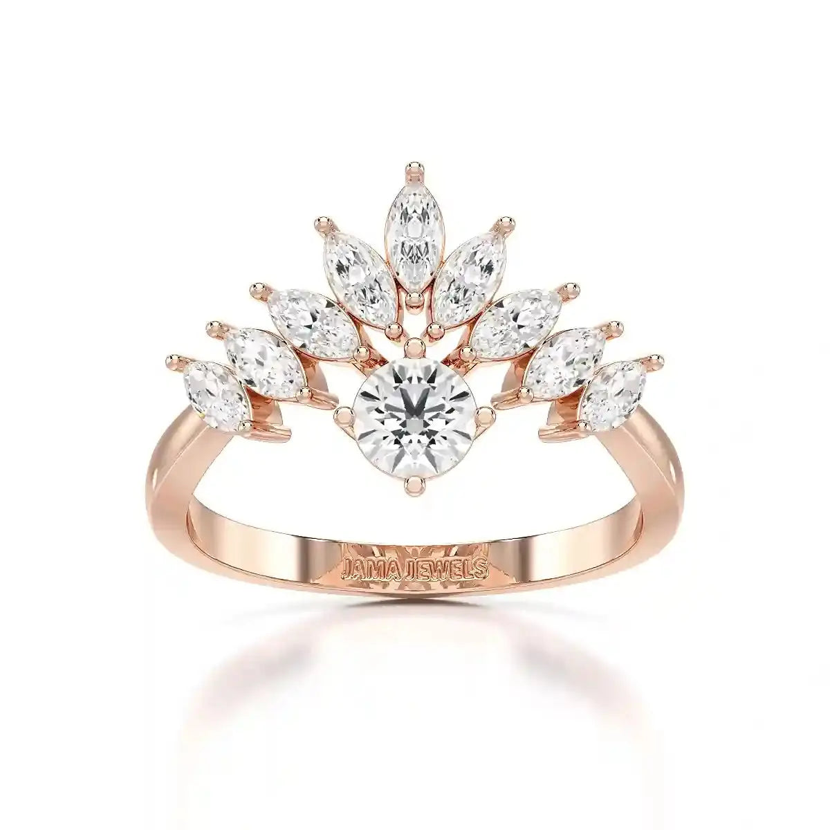 0.95 CT Cluster Ring with Marquise & Round Cut Lab Diamonds Jama Jewels