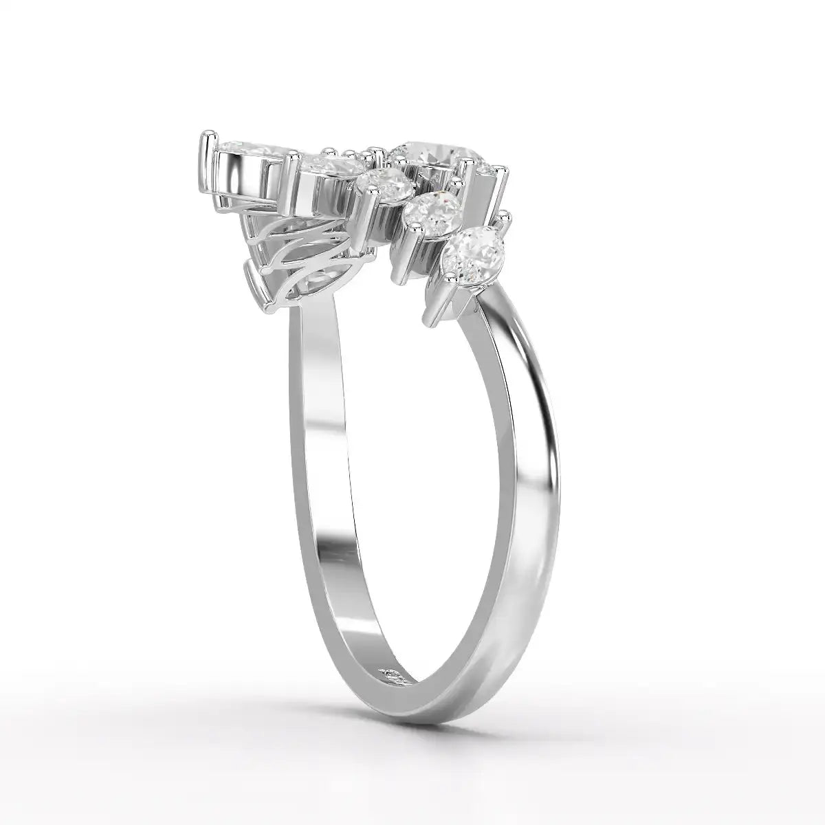 0.95 CT Cluster Ring with Marquise & Round Cut Lab Diamonds Jama Jewels