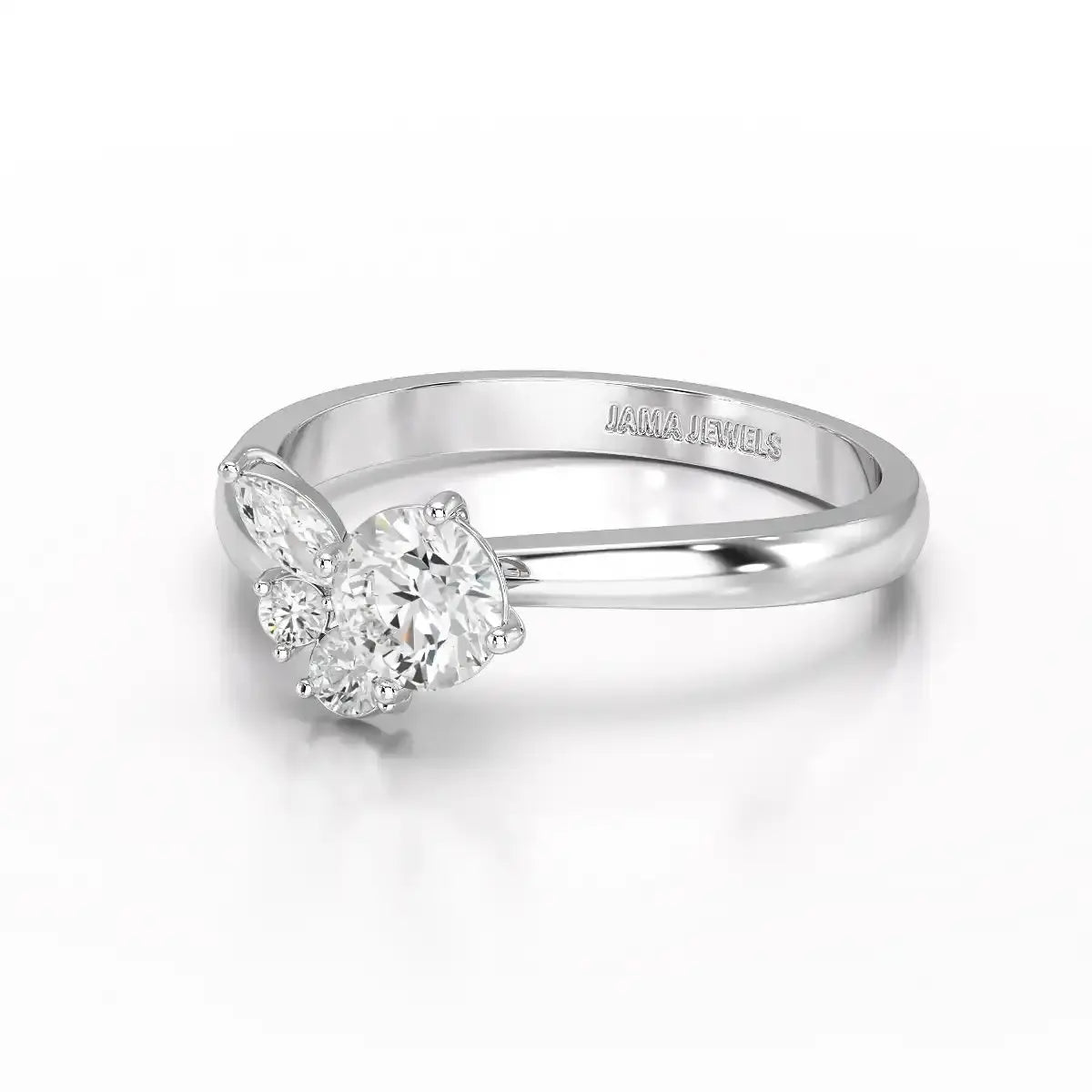 0.65 CT Marquise & Round Cut Lab Diamond Cluster Ring Jama Jewels