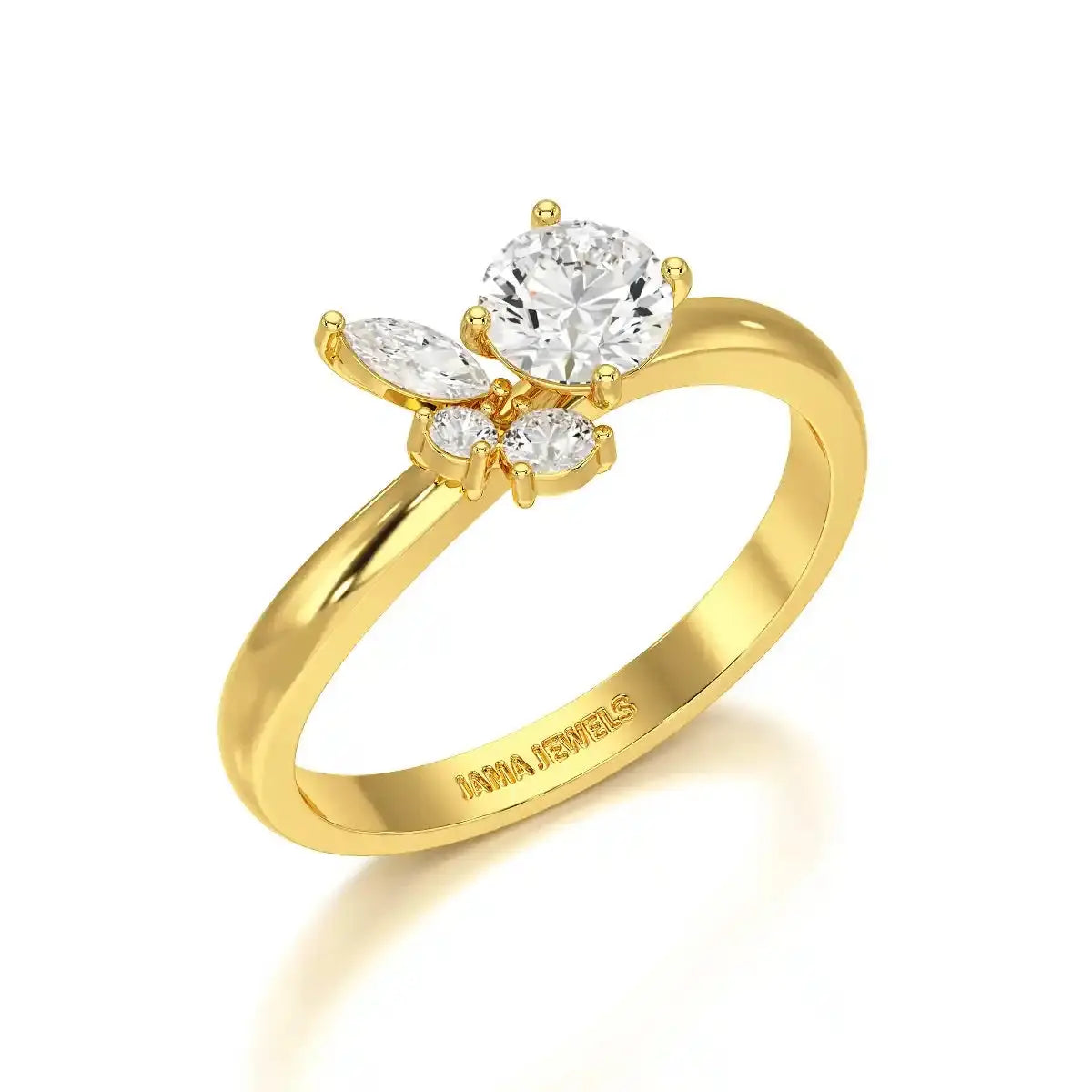0.65 CT Marquise & Round Cut Lab Diamond Cluster Ring Jama Jewels