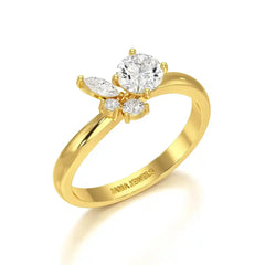 0.65 CT Marquise & Round Cut Lab Diamond Cluster Ring Jama Jewels