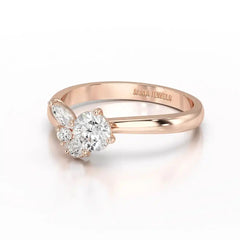 0.65 CT Marquise & Round Cut Lab Diamond Cluster Ring Jama Jewels