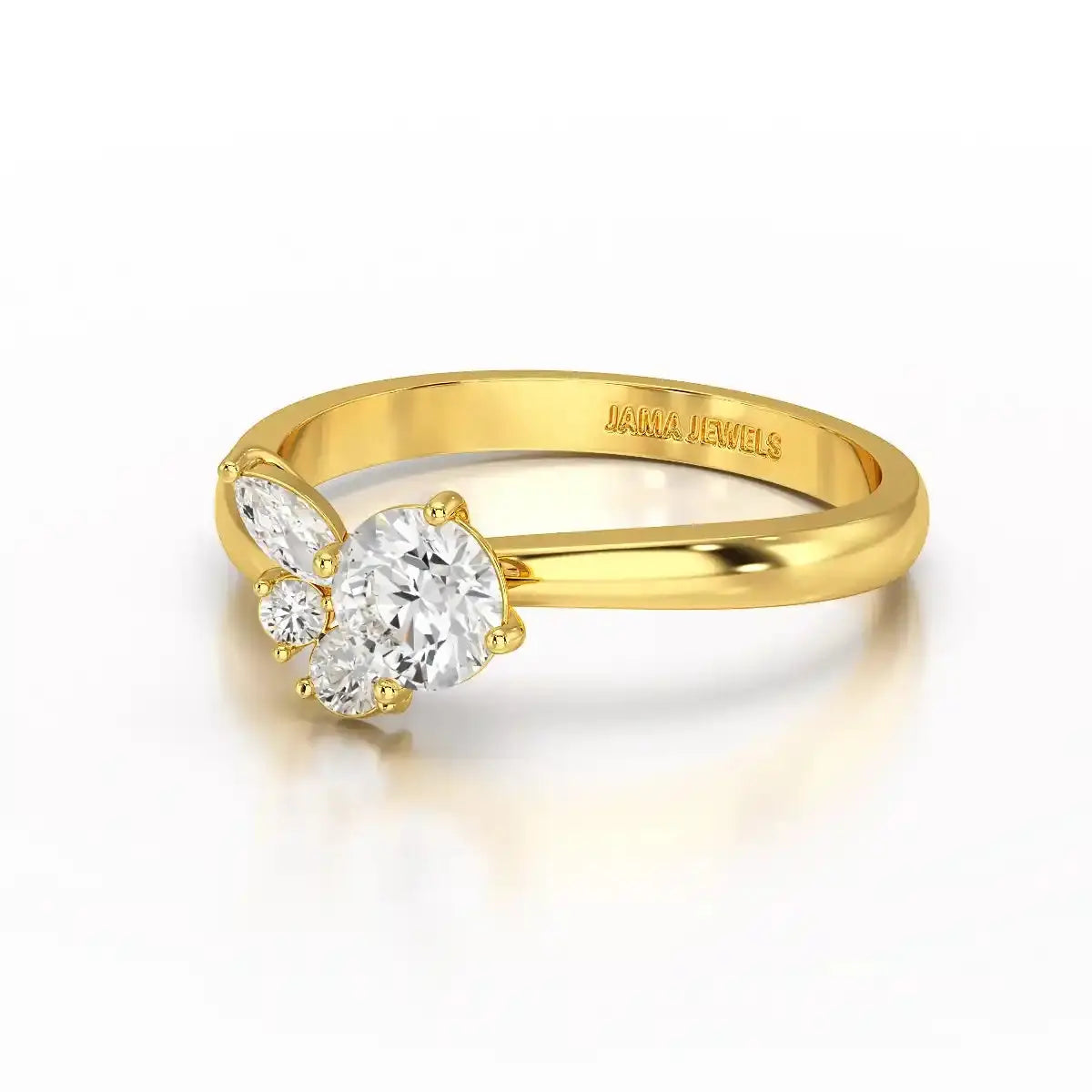 0.65 CT Marquise & Round Cut Lab Diamond Cluster Ring Jama Jewels