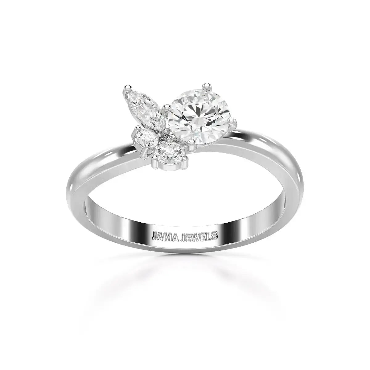 0.65 CT Marquise & Round Cut Lab Diamond Cluster Ring Jama Jewels