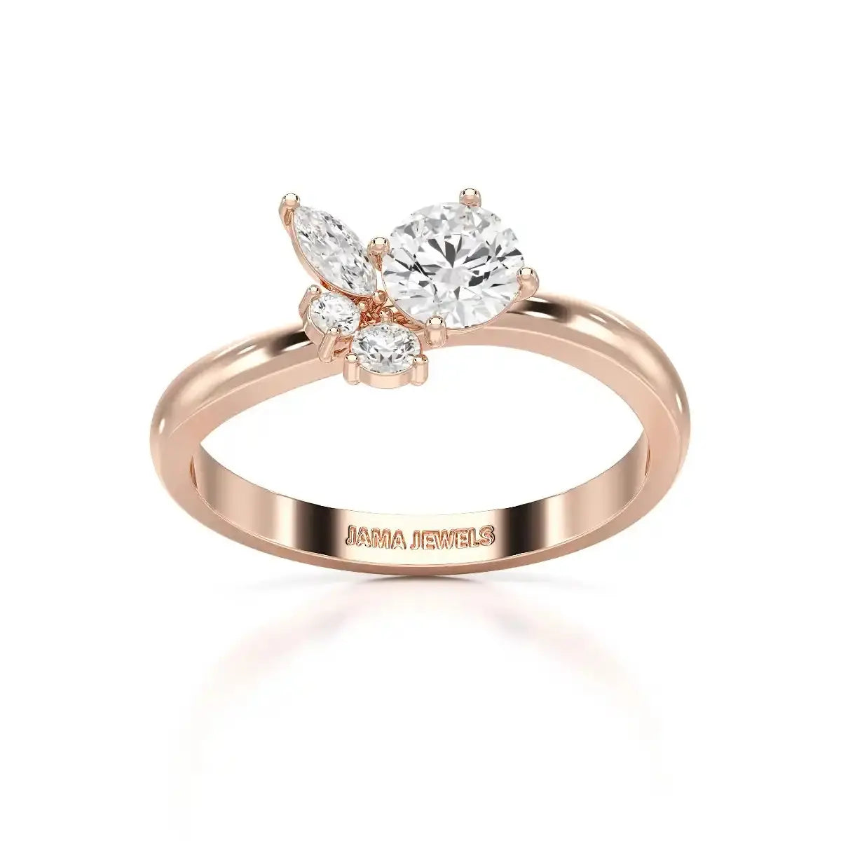 0.65 CT Marquise & Round Cut Lab Diamond Cluster Ring Jama Jewels