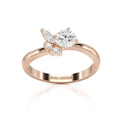 0.65 CT Marquise & Round Cut Lab Diamond Cluster Ring Jama Jewels