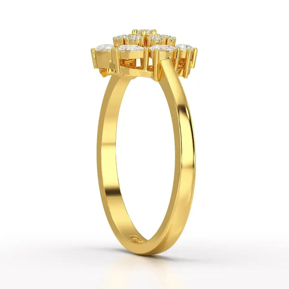0.35 CT Cluster Ring with Pear and Round Cut Lab Diamonds Jama Jewels