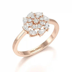 0.35 CT Cluster Ring with Pear and Round Cut Lab Diamonds Jama Jewels